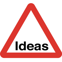 warning sign – the word Ideas in a red triangle