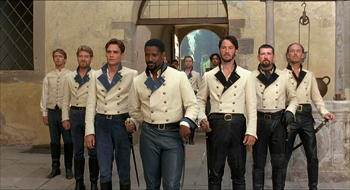 The male characters as soldiers in the film of Much Ado