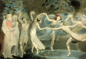 A painting of the fairies in A Midsummer Night's Dream