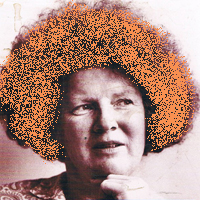 photo of janet frame with hair painted orange