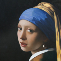 Vermeer's Girl with a Pearl Earring cropped to the head